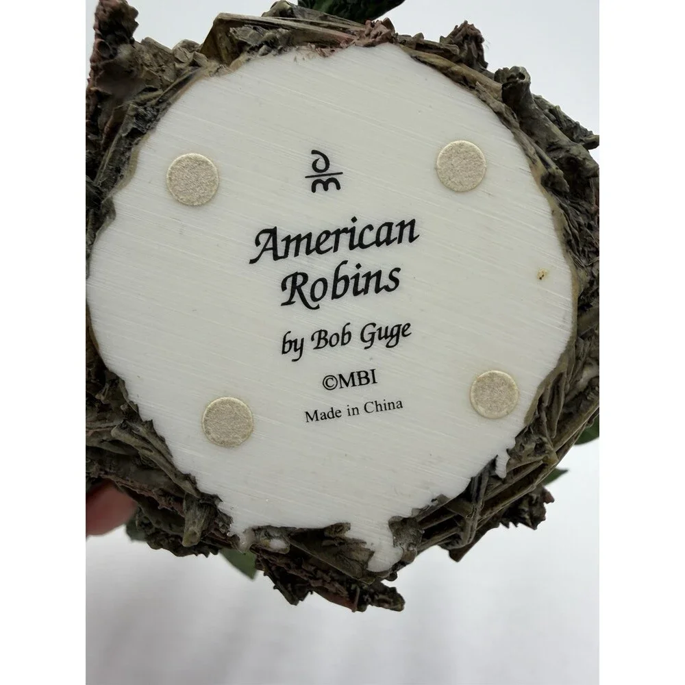 Vtg Danbury Mint American Robins by Bob Guge Bird Nest Figurine 4”Hx6”L - Picture 2 of 8